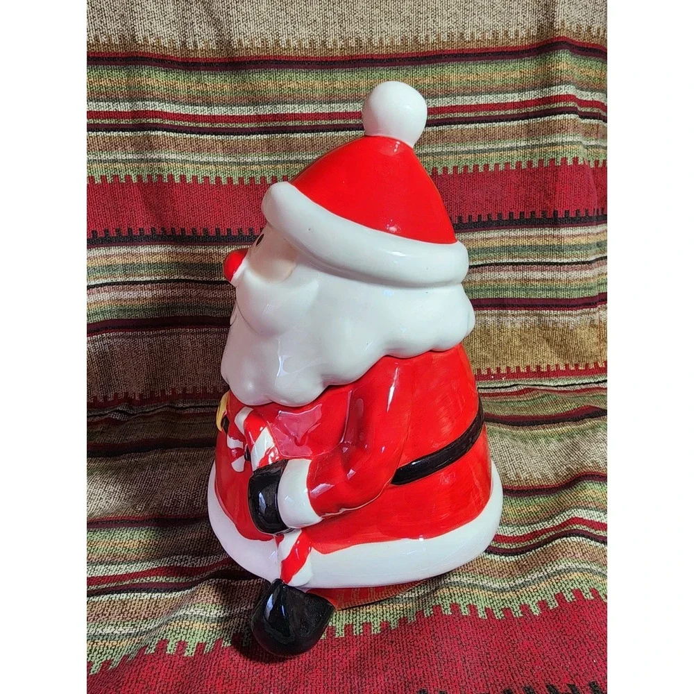 Vintage Ceramic Santa Claus with Peppermint‎ Stick Cookie Jar